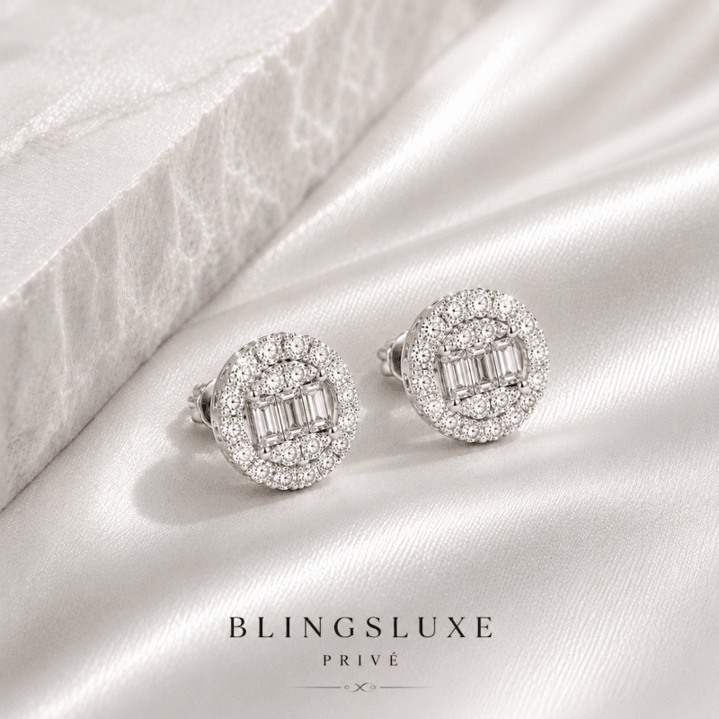 18K Diamond Baguette Stud