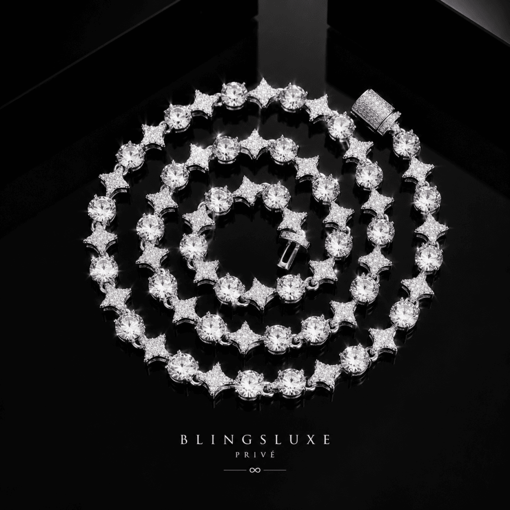 Moissanite Halo Star Tennis Necklace