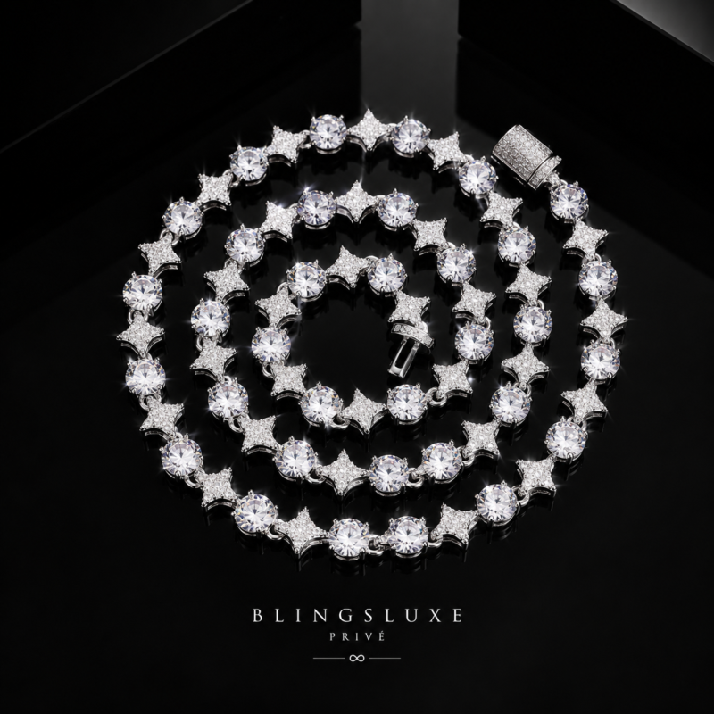 Moissanite Halo Star Tennis Necklace