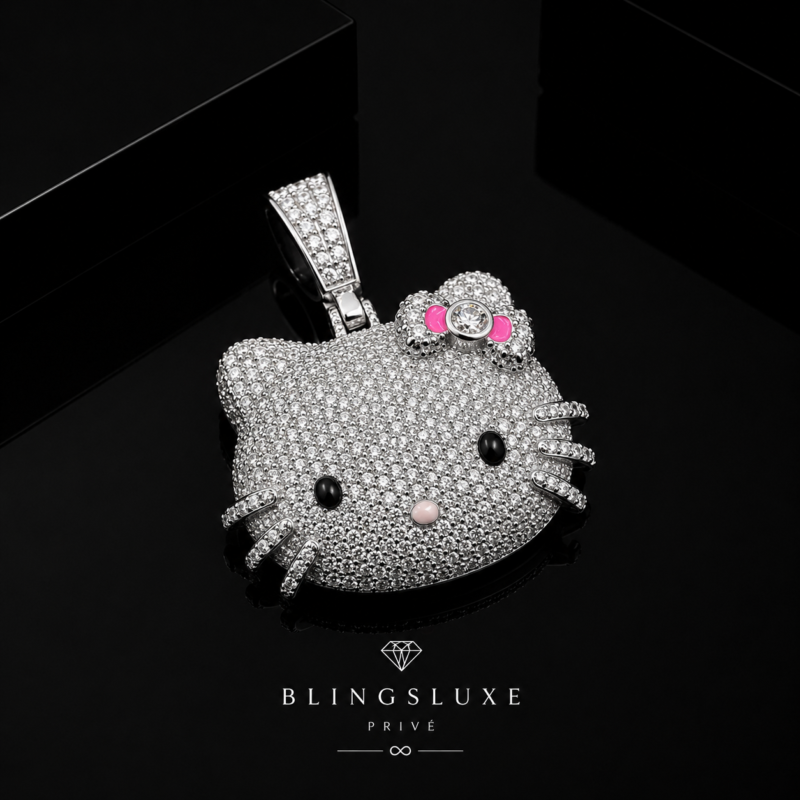 Pink Bow Kitty Pendant